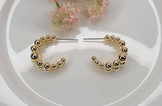 Gold Double Layer Beaded Hoop Earrings
