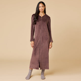 Softies Serenity Shear Mink Zip Robe - Espresso