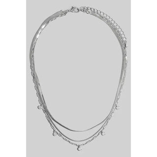 Silver Layered Chain/Rhinestone Necklace