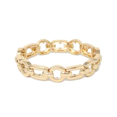 Gold Multi Chain Link 7.5" Stretch Bracelet