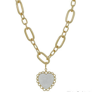 Gold Chunky Chain/Large Heart Pendant Necklace