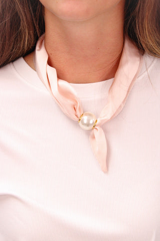 Light Pink Pearl Scarf Choker