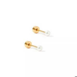 LINNY CO Screwback Stud Earrings - Payton Pearl White 3mm