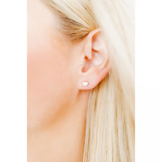LINNY CO Screwback Stud Earrings - Nora Heart White Gold