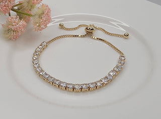 Gold CZ Adjustable Slide Bracelet