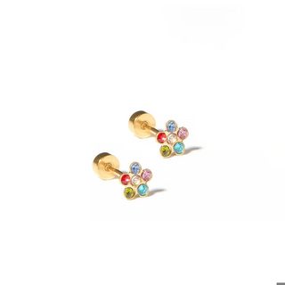 LINNY CO Screwback Stud Earrings - Lyla Flower Multi
