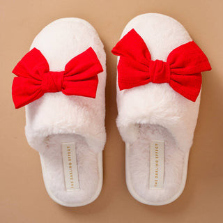 The Darling Effect On Cloud Nine Slippers - Betty Bow Red