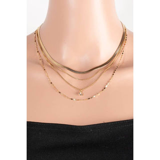 Gold Layered Crystal Pendant Necklace