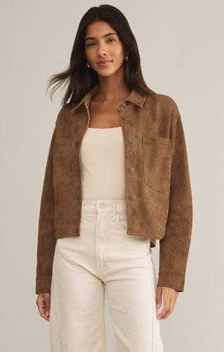 Z Supply All Day Cropped Suede Jacket - Coconut