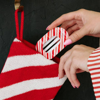 Teleties Flat Round Hair Clip | Small | Candy Cane Crush