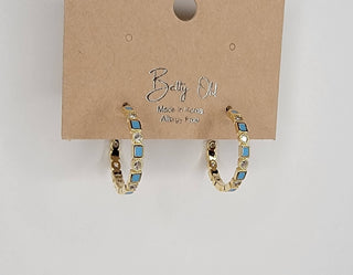 Blue Deco Hoop Earrings