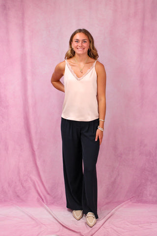 Light Pink 2-Way Lace Trim Cami