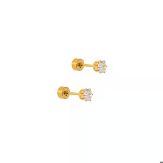 LINNY CO Screwback Stud Earrings - Helen Gold