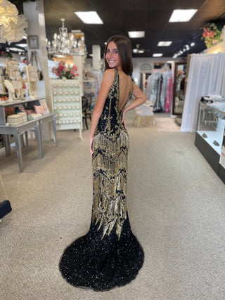 Jovani 38847 - Black/Gold Size 2