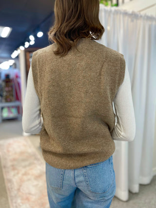 Brown Cable Knit Sweater Vest