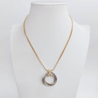Gold Chain with Silver Circle 16"-18" Necklace