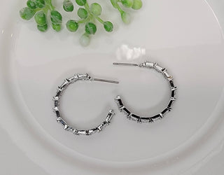 Silver/CZ Double Layer Hoop Earrings