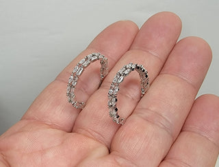 Silver/CZ Double Layer Hoop Earrings