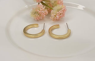 Brushed Gold Hoop Earrings