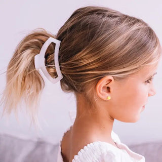 Teleties Open Coconut White Medium Hair Clip