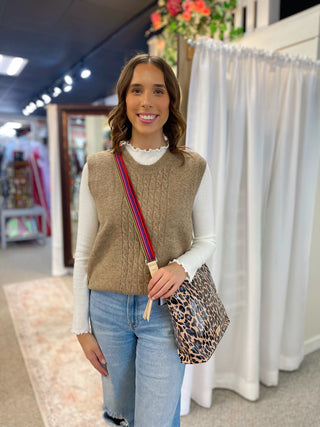 Brown Cable Knit Sweater Vest