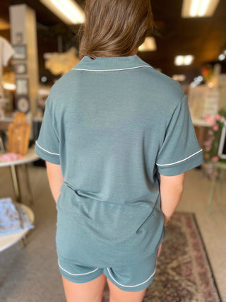 Green Short Sleeve Pajama Top