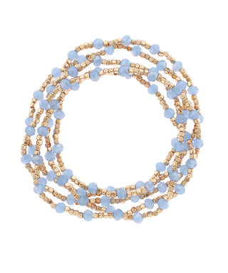 Set of 5 Blue/Gold Beaded Bracelets