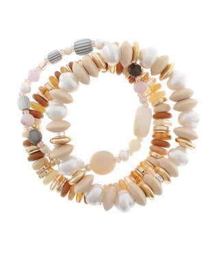 Beige Mix Set of 3 Bracelets