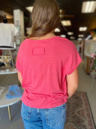 Bright Coral Cap Sleeve Boxy Tee