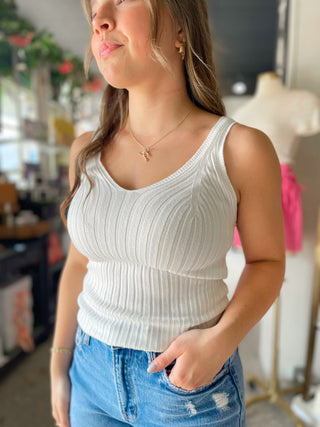 White Ribbed Tank