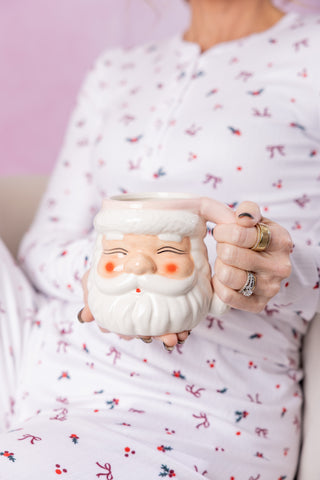Pink Ceramic Santa Mug