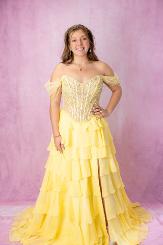 canary yellow dress Ellie Wilde EW37018
