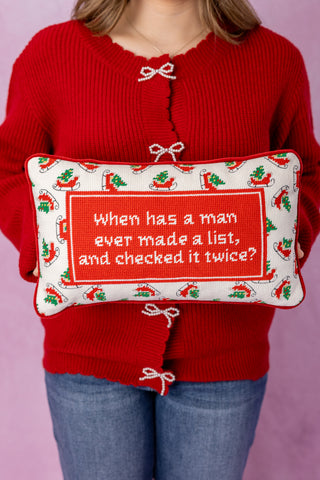 Furbish Check It Twice Needlepoint Pillow