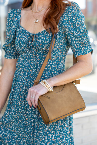 Teal Floral Midi Dress