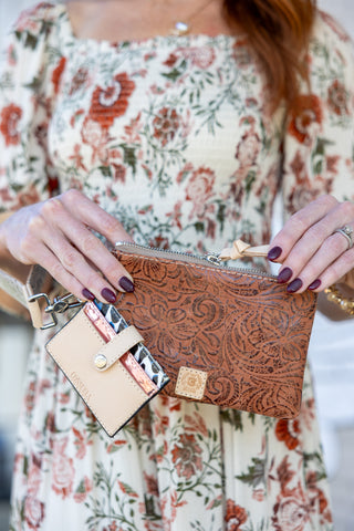 Cream/Brick Floral Midi Dress