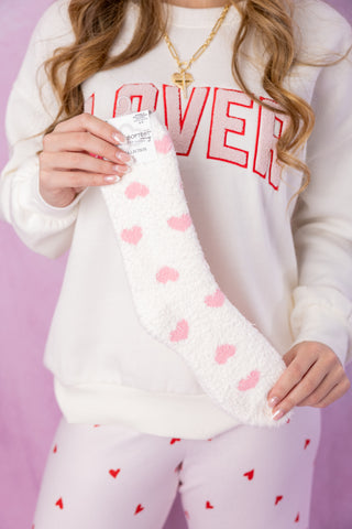 World's Softest Socks Holiday Spring Light Weight Cozy Crew - Up/Down Heart