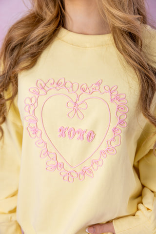 Light Yellow 'XOXO' Heart Sweatshirt