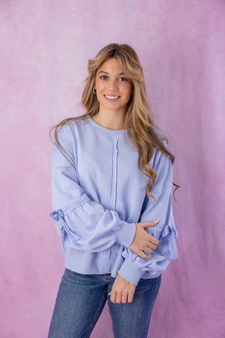 Light Blue Bow Detail Sweatshirt