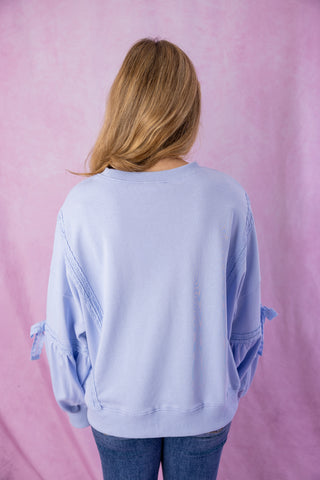 Light Blue Bow Detail Sweatshirt