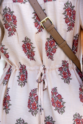 Ecru Floral Puff Sleeve Mini Dress
