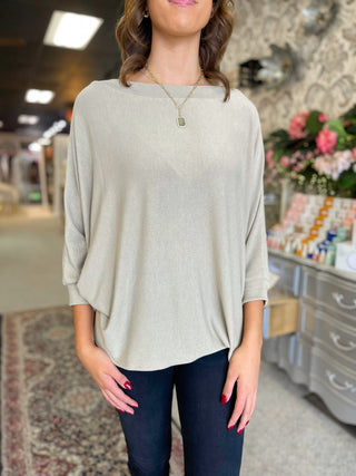 Oatmeal Half Sleeve Relaxed Fit Top