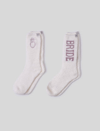 Barefoot Dreams CozyChic® Bridal Sock Set - Pearl/Teaberry