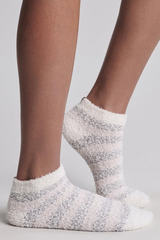 CozyChic® Heathered Stripe Ankle Sock Set - Dove Gray/Multi