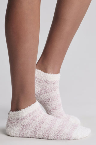 Barefoot Dreams Cozychic Heathered Stripe Ankle Sock Set - Teaberry Multi