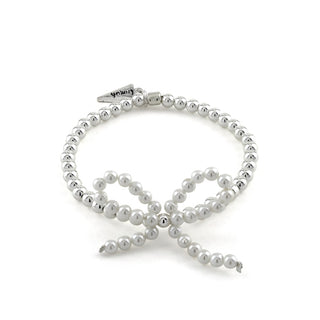 Erimish Bridget Pearl Bow Bracelet - Silver