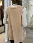 Oatmeal Sleeveless V-Neck Tunic Sweater