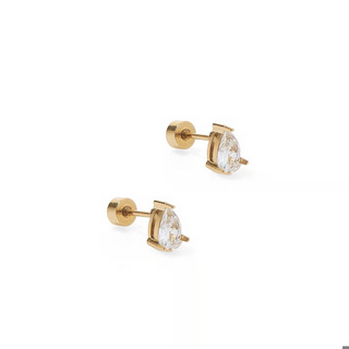 LINNY CO Screwback Stud Earrings - Paige Pear Gold