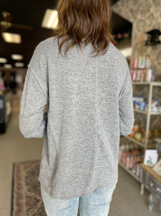 Heather Grey Long Sleeve Hacci Top