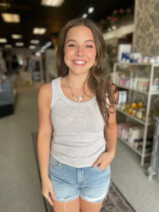 Light Grey Washed 2-Way Tank Top