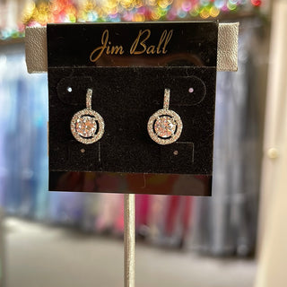 Jim Ball Earrings CZ566 - Cubic Zirconia Circle Drop Earrings